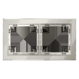 Рамка стеклянная Voltum S70 на 2 поста, (кашемир, стекло) VLS110203
