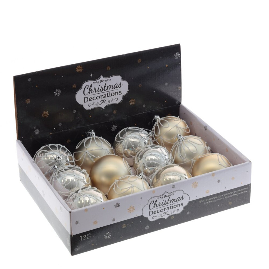 Набор из 12шт Украшение новогоднее &quot;Шар&quot;, D 8 см, L35 W27 H8,5 см