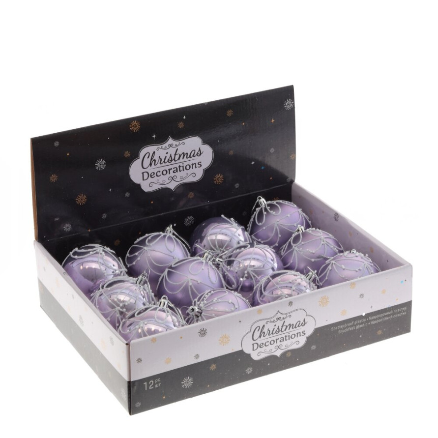 Набор из 12шт Украшение новогоднее &quot;Шар&quot;, D 8 см, L35 W27 H8,5 см