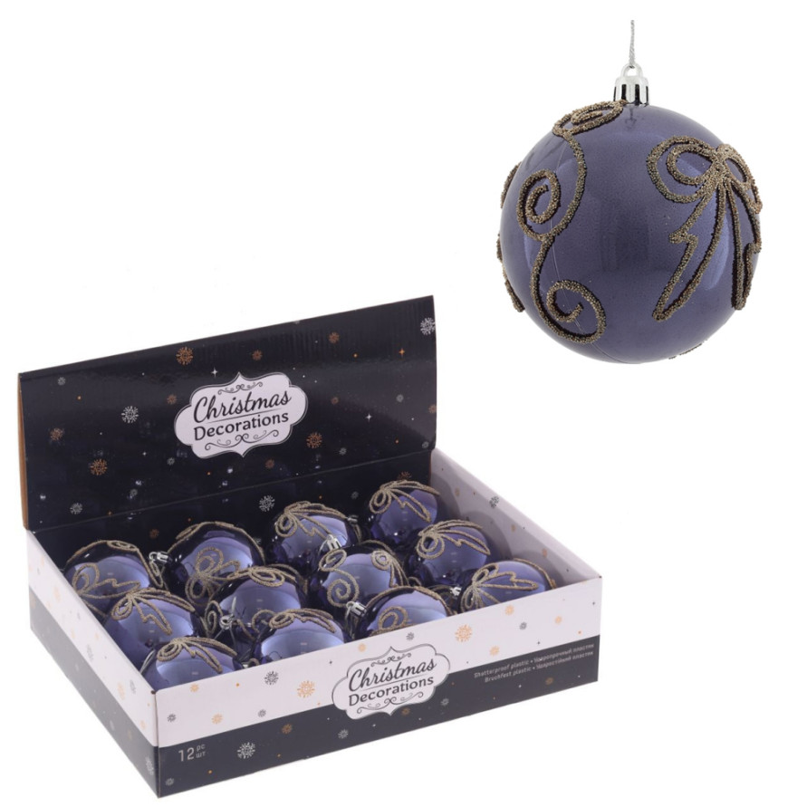 Набор из 12шт Украшение новогоднее &quot;Шар&quot;, D 8 см, L35 W27 H8,5 см
