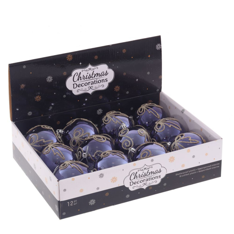 Набор из 12шт Украшение новогоднее &quot;Шар&quot;, D 8 см, L35 W27 H8,5 см