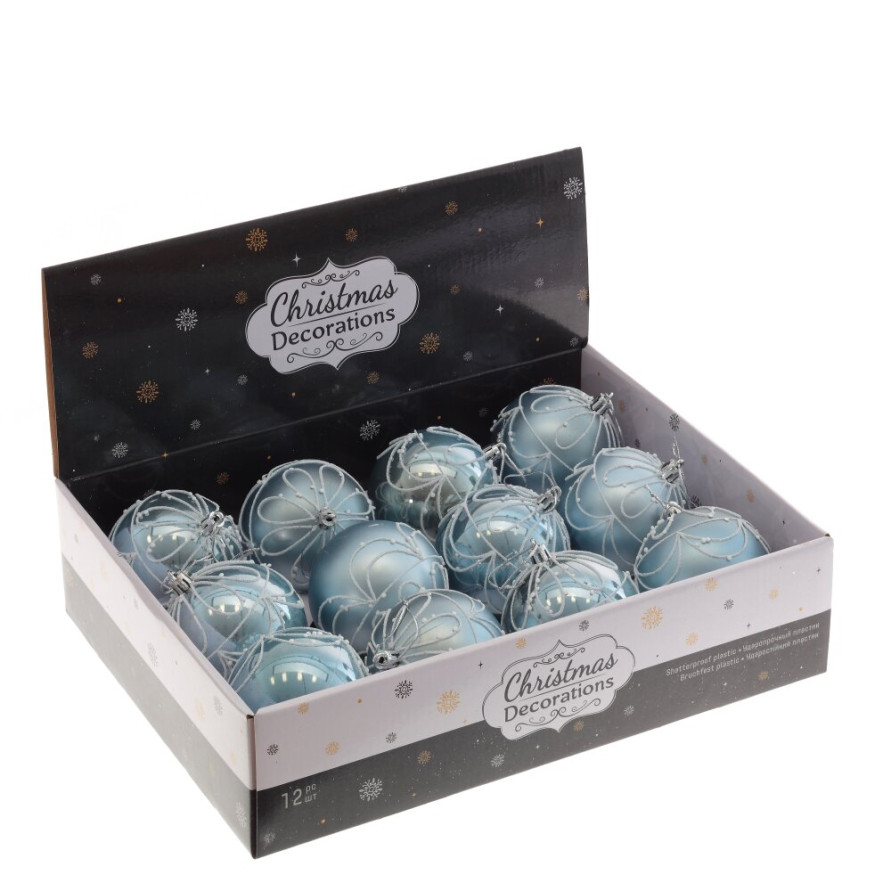 Набор из 12шт Украшение новогоднее &quot;Шар&quot;, D 8 см, L35 W27 H8,5 см