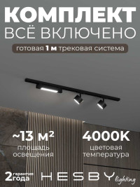 Накладная однофазная трековая система Hesby Lighting Skylite №14 со светильниками HSBL_kompl_S014_NI1B4K