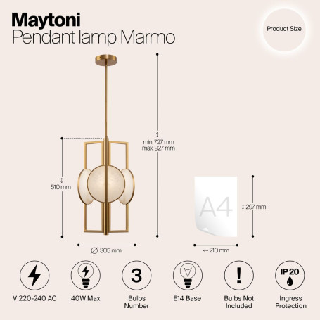 Подвесная люстра Maytoni Marmo MOD099PL-03G