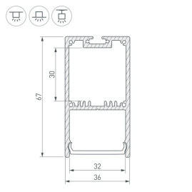Профиль Arlight SL-Line-3667-3000 Anod 036197