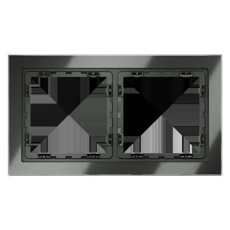 Рамка стеклянная Voltum S70 на 2 поста, (титан, стекло) VLS110206