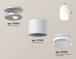 Комплект накладного светильника Ambrella light Techno Spot XS7510045 SWH/FR/CL белый песок/белый матовый/прозрачный (N7925, C7510, N7160)