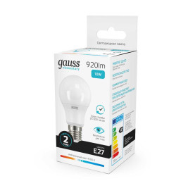 Лампа светодиодная Gauss E27 10W 4100K матовая 23220
