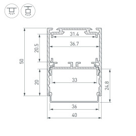 Профиль Arlight SL-Line-4050-3L-2000 Anod 044666