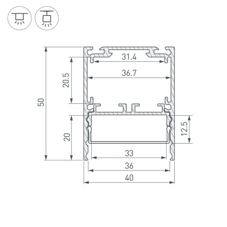 Профиль Arlight SL-Line-4050-3L-2000 Anod 044666