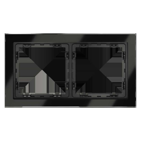 Рамка стеклянная Voltum S70 на 2 поста, (черный,стекло) VLS110208