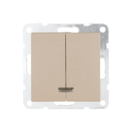 Выключатель двухклавишный LK Studio LK80 c подсветкой шампань 841206-1