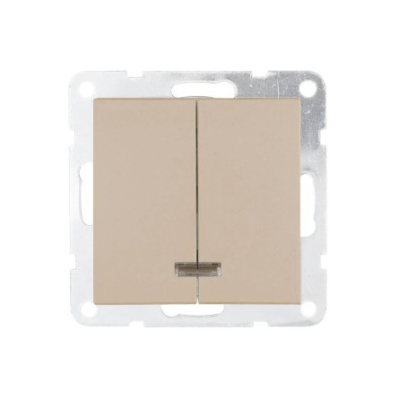 Выключатель двухклавишный LK Studio LK80 c подсветкой шампань 841206-1