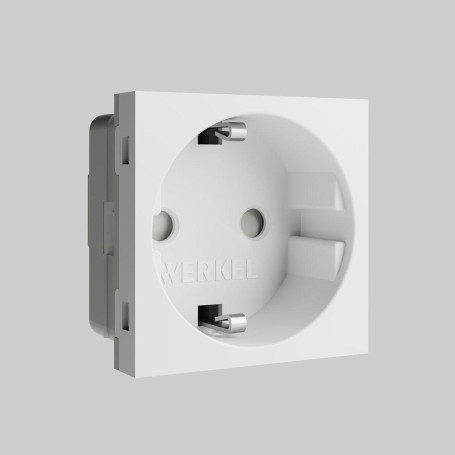 Модульная розетка с заземлением и шторками Werkel белый W1171160 4690389211744