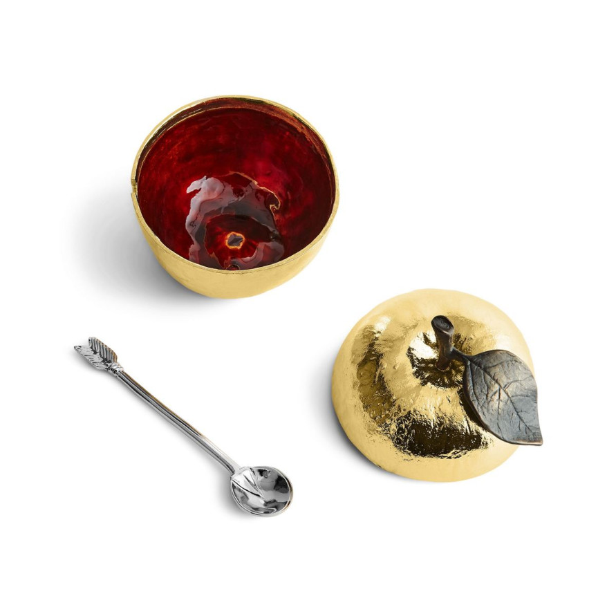 Банка для меда с ложкой Michael Aram &quot;Apple&quot;, 11 см, золото