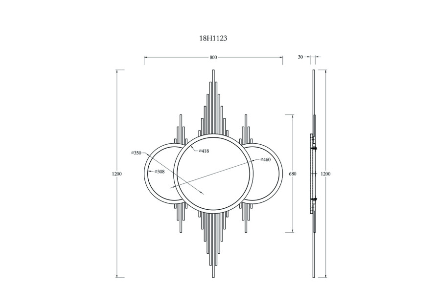 Зеркало декоративное золотое