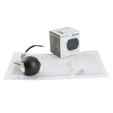 Светодиодный светильник стационарный Feron AL51 2*1W 4000K черный 51130