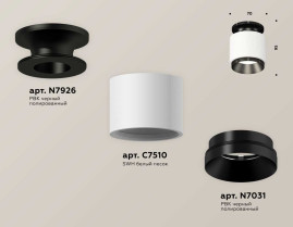 Комплект накладного светильника Ambrella light Techno Spot XS7510060 SWH/PBK белый песок/черный полированный (N7926, C7510, N7031)
