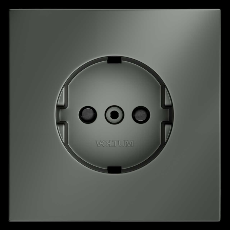 Накладка для розетки с заземлением и защитными шторками, S70 (титан) Voltum VLS000706