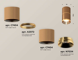 Комплект накладного светильника Ambrella light Techno Spot XS7404061 SCF/PYG кофе песок/золото желтое полированное (C7404, A2072, C7404, N7034)