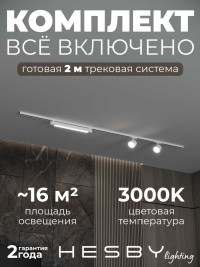 Накладная однофазная трековая система Hesby Lighting Skylite №14 со светильниками HSBL_kompl_S014_NI2W3K