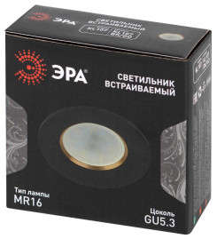 Светильник встраиваемый алюминиевый ЭРА KL107 BK/GD под лампу MR16 GU5.3 черный/золото Б0061097
