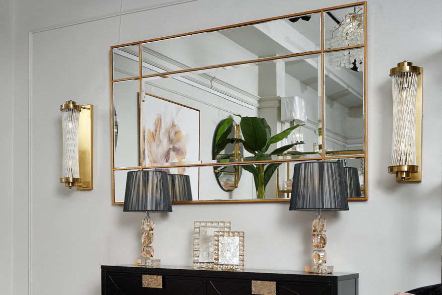 Зеркало прямоугольное в золотой раме