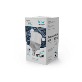 Лампа светодиодная Gauss E40 80W 4000K матовая 63428