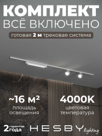 Накладная однофазная трековая система Hesby Lighting Skylite №14 со светильниками HSBL_kompl_S014_NI2W4K