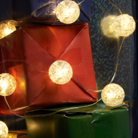 Светодиодная гирлянда Feron CL565 линейная Лед шарики, статичная 3м + 0.3м 2700K с питанием от батареек, прозрачный шнур 48611