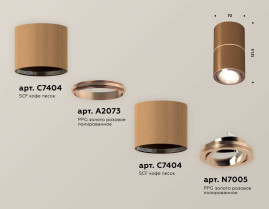 Комплект накладного светильника Ambrella light Techno Spot XS7404080 SCF/PPG кофе песок/золото розовое полированное (C7404, A2073, C7404, N7005)