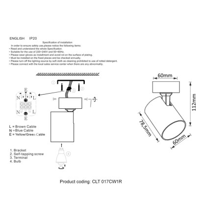 Спот Crystal Lux CLT 017CW1R BL