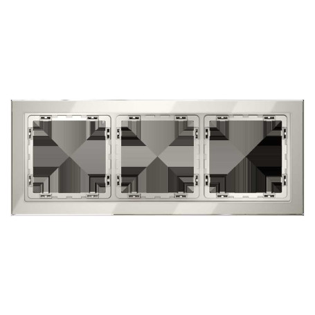 Рамка стеклянная Voltum S70 на 3 поста, (кашемир, стекло) VLS110303