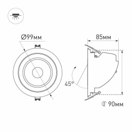 Встраиваемый светодиодный светильник Arlight LTD-Explorer-R100-12W Warm3000 024026