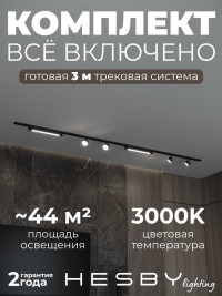 Накладная однофазная трековая система Hesby Lighting Skylite №14 со светильниками HSBL_kompl_S014_NI3B3K