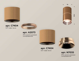 Комплект накладного светильника Ambrella light Techno Spot XS7404081 SCF/PPG кофе песок/золото розовое полированное (C7404, A2073, C7404, N7035)