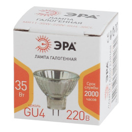 Лампа галогенная ЭРА GU4 35W 3000K прозрачная GU4-MR11-35W-220V-30 CL Б0044094