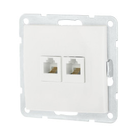 Розетка LK Studio компьютерная 2хRJ-45 кат. 5е с накладкой (белый) LK60 866204-1