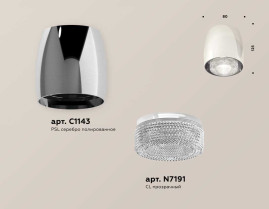 Комплект накладного светильника Ambrella light Techno Spot XS1143010 PSL/CL серебро полированное/прозрачный (C1143, N7191)