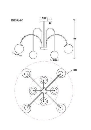 Подвесная люстра MyFar Cassia MR2351-8C