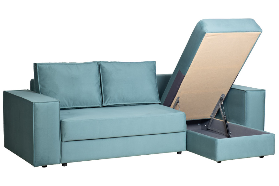 Диван Bergamo трехместный с канапе правый раскладной бирюзовый