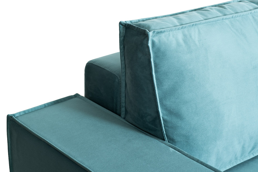 Диван Bergamo трехместный с канапе правый раскладной бирюзовый