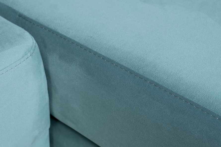 Диван Bergamo трехместный с канапе правый раскладной бирюзовый