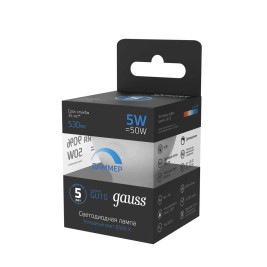 Лампа светодиодная Gauss GU10 5W 6500K матовая 101506305