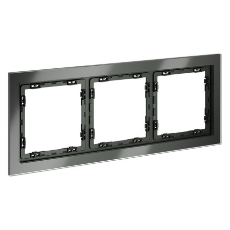 Рамка стеклянная Voltum S70 на 3 поста, (титан, стекло) VLS110306