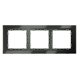 Рамка стеклянная Voltum S70 на 3 поста, (титан, стекло) VLS110306