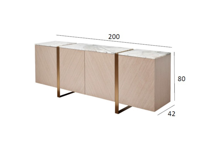 Комод светлый шпон/мраморная столешница