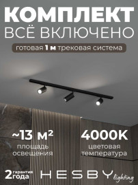 Накладная однофазная трековая система Hesby Lighting Skylite №3 со светильниками HSBL_kompl_S003_NI1B4K