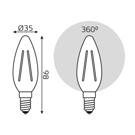 Лампа светодиодная филаментная Gauss E14 13W 4100K прозрачная 103801213