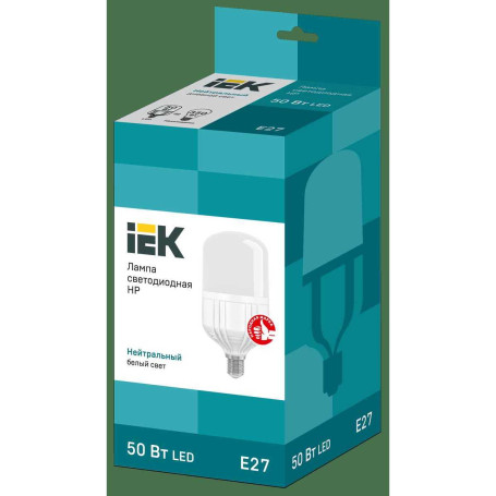 Лампа светодиодная сверхмощная IEK E27 50W 4000K матовая LLE-HP-50-230-40-E27